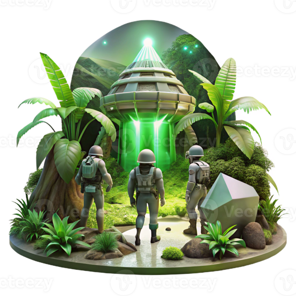 vibrant abstract A Group of Explorers in Futuristic Spac png