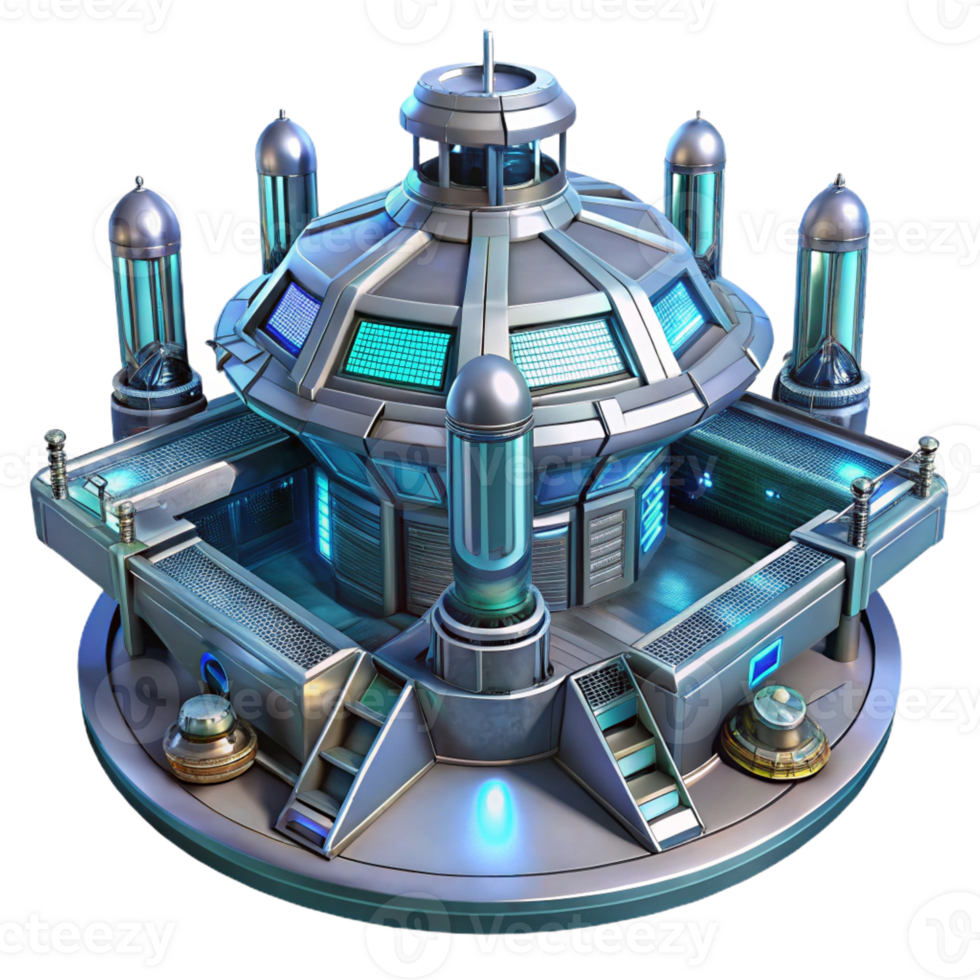 dramatic artistic A Futuristic Space Station Complex Metall high quality png