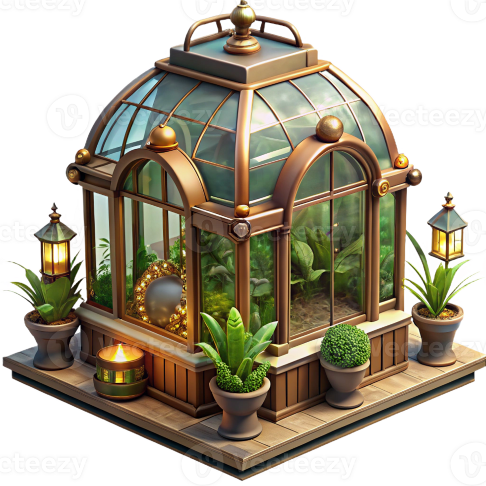 stunning creative A Steampunk Greenhouse Filled with Exoti professional png