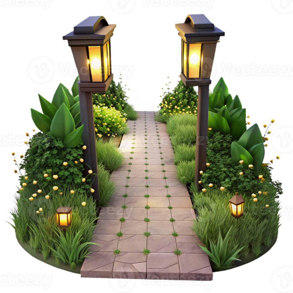 beautiful artistic A Lush Overgrown Garden Path at Twilight png