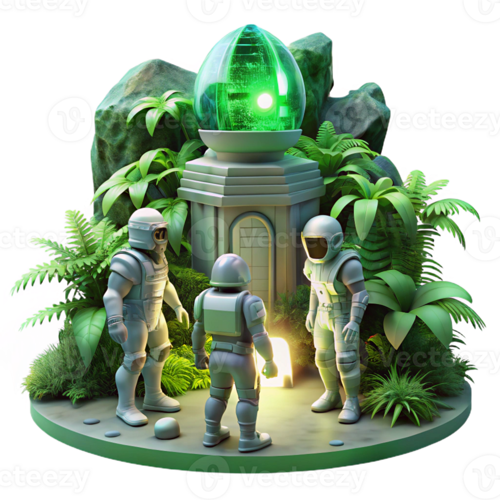 beautiful rustic A Group of Explorers in Futuristic Spac original png