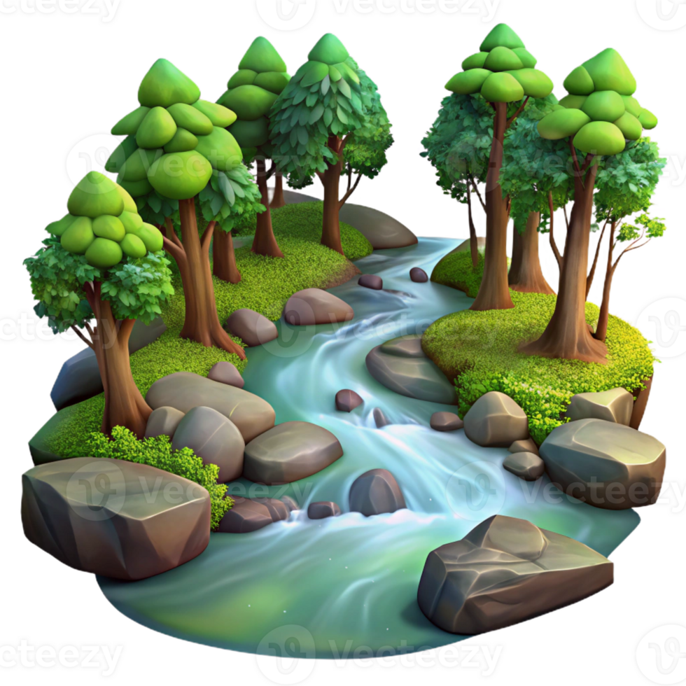 magnificent rustic A Babbling Brook Flowing Through a Forest genuine png