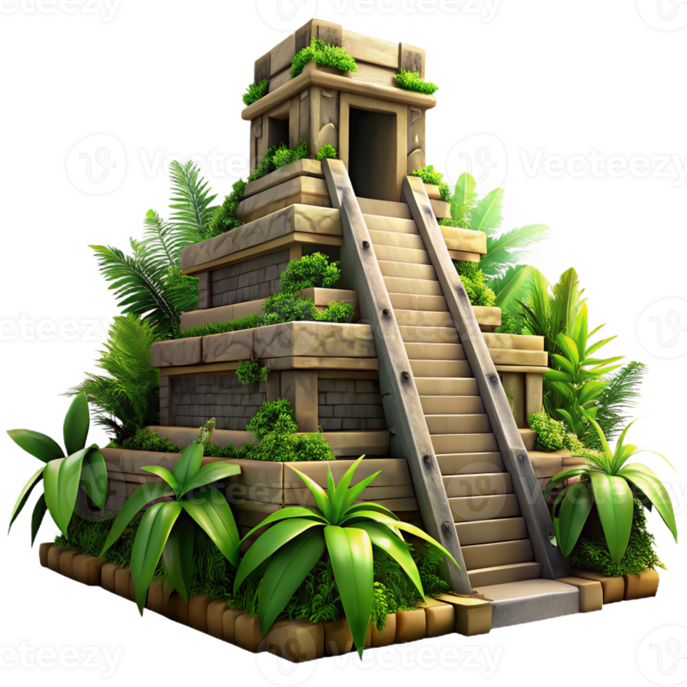 extraordinary minimalist A Crumbling Mayan Pyramid Overgrown With detailed png
