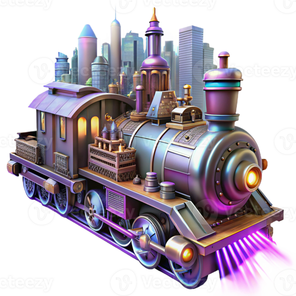 dramatic classic A High Speed Steampunk Train Powered By professional png