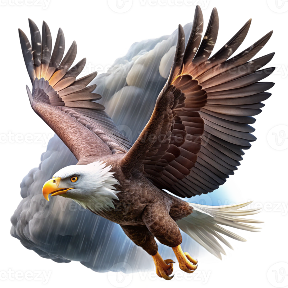 elegant classic A Majestic Bald Eagle Soaring Through A high resolution png