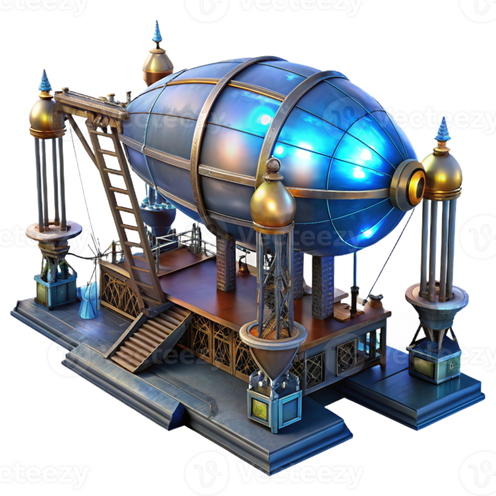 elegant rustic A Steampunk Airship Docking Station With high resolution png