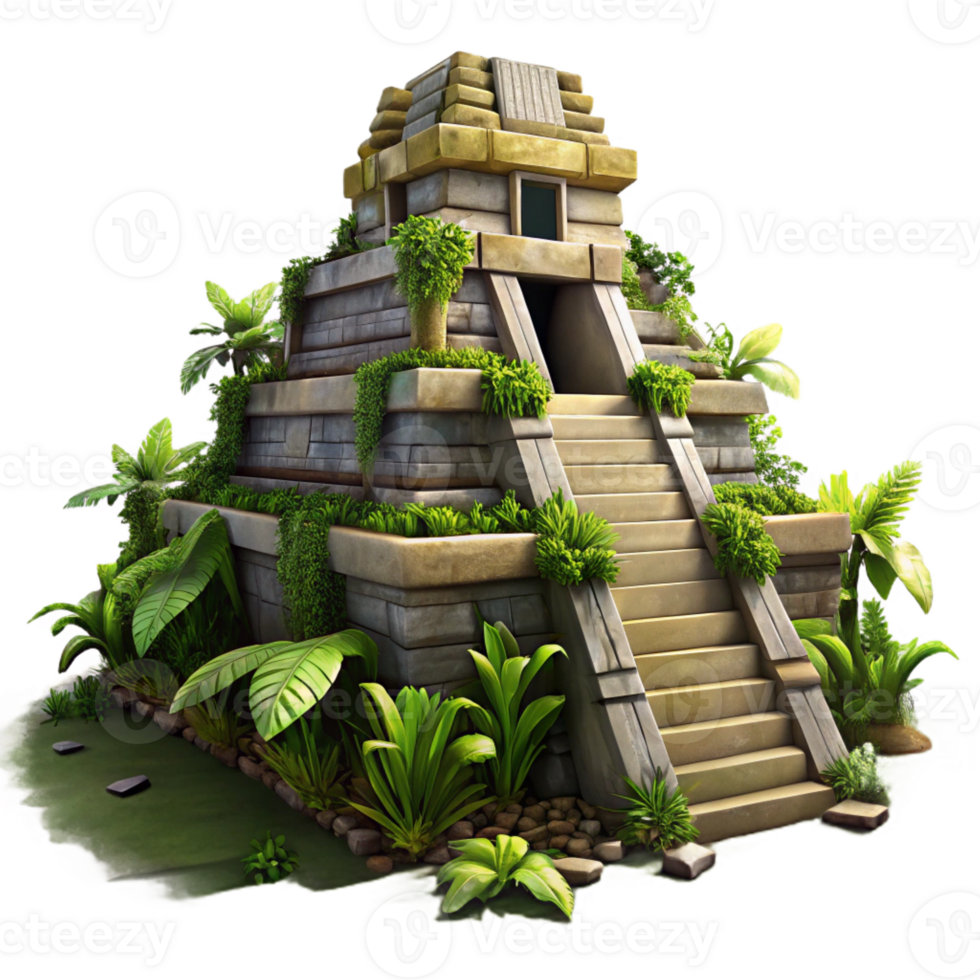 beautiful vintage A Crumbling Mayan Pyramid Overgrown With authentic png