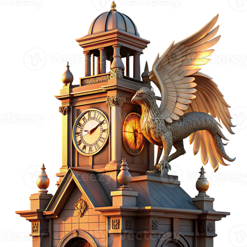 vibrant vintage A Majestic Griffin Perched Atop a Crumblin authentic png