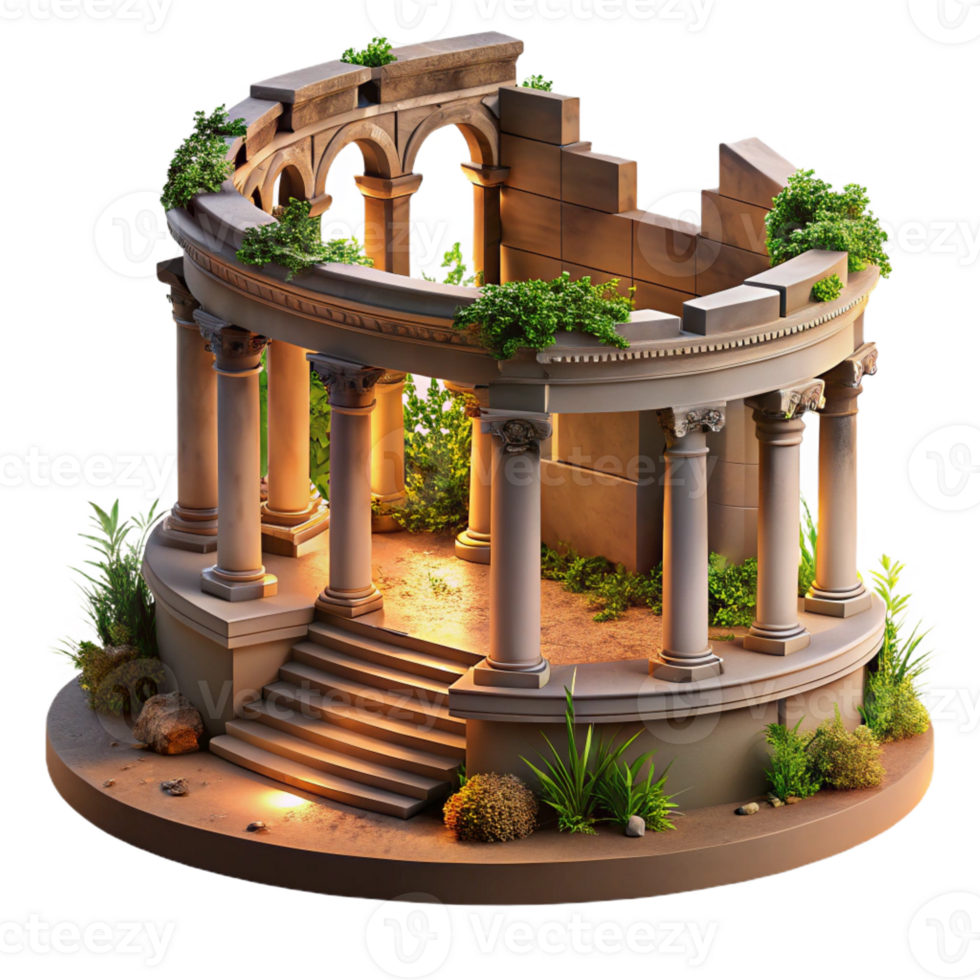 stunning minimalist Crumbling Roman Amphitheater Ruins professional png