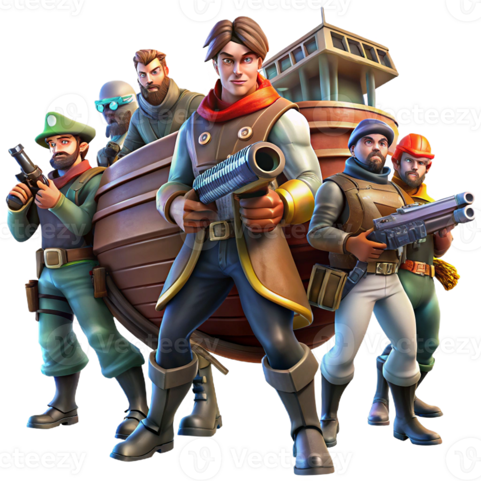 beautiful artistic A Group of Space Pirates Brandishing Laser detailed png