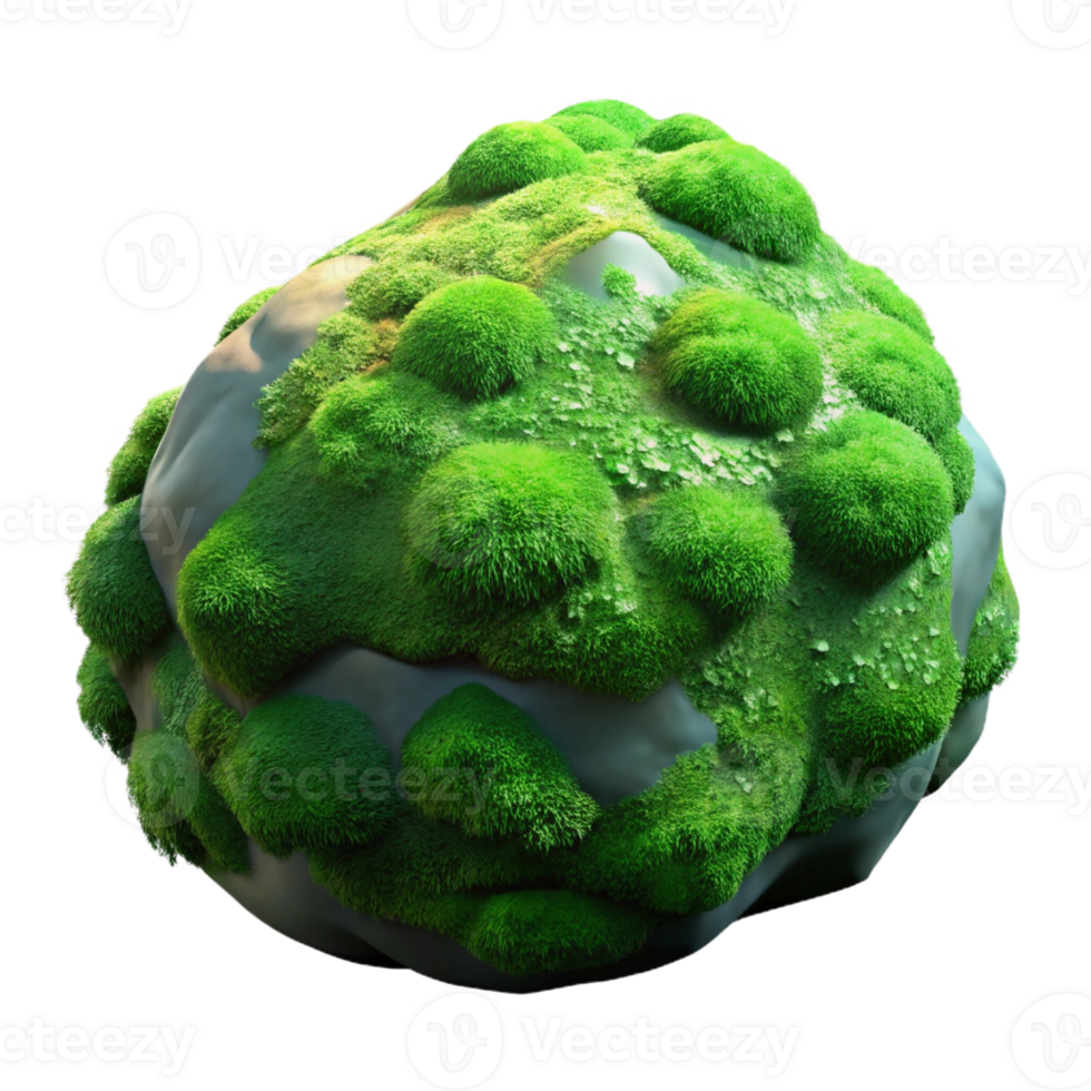 extraordinary minimalist A Lush Green Moss Covered Rock in a Rainf original png