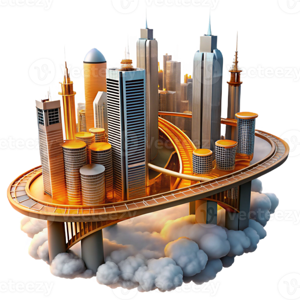 dramatic rustic A Futuristic Cityscape Towering Skyscrap original png