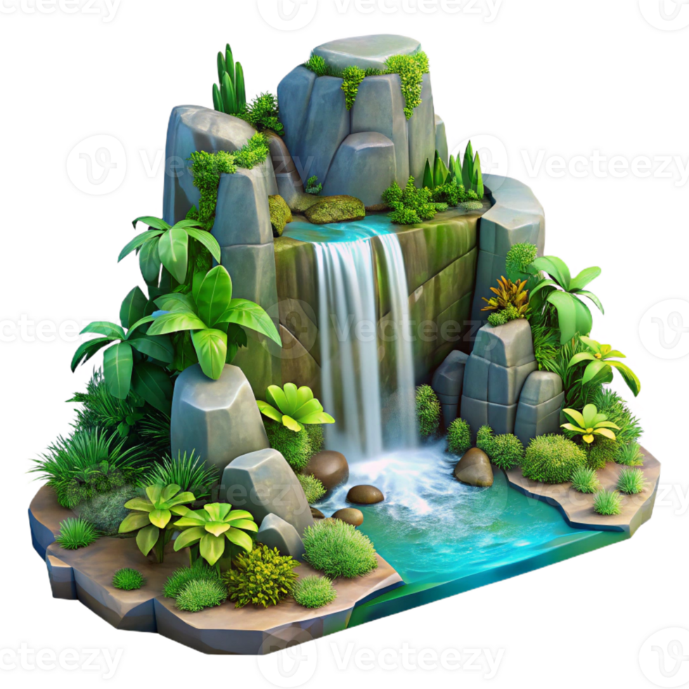 impressive rustic A Cascading Waterfall Tumbling over Mossy premium png