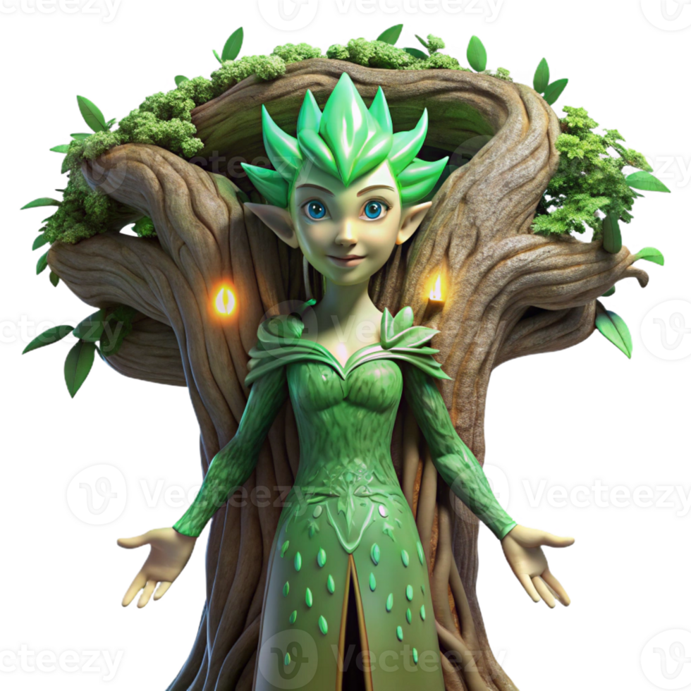 elegant creative A Serene Dryad Emerging from an Ancient Oa png