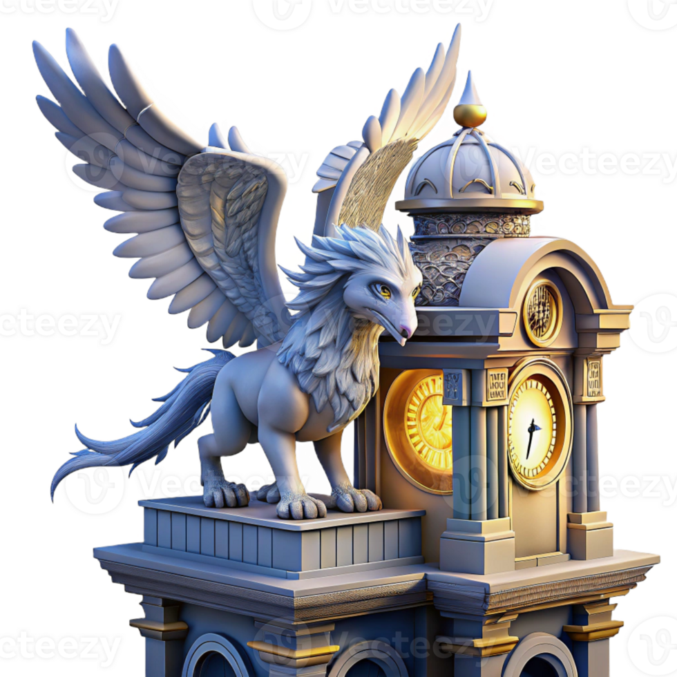 extraordinary vintage A Majestic Griffin Perched Atop a Crumblin exclusive png