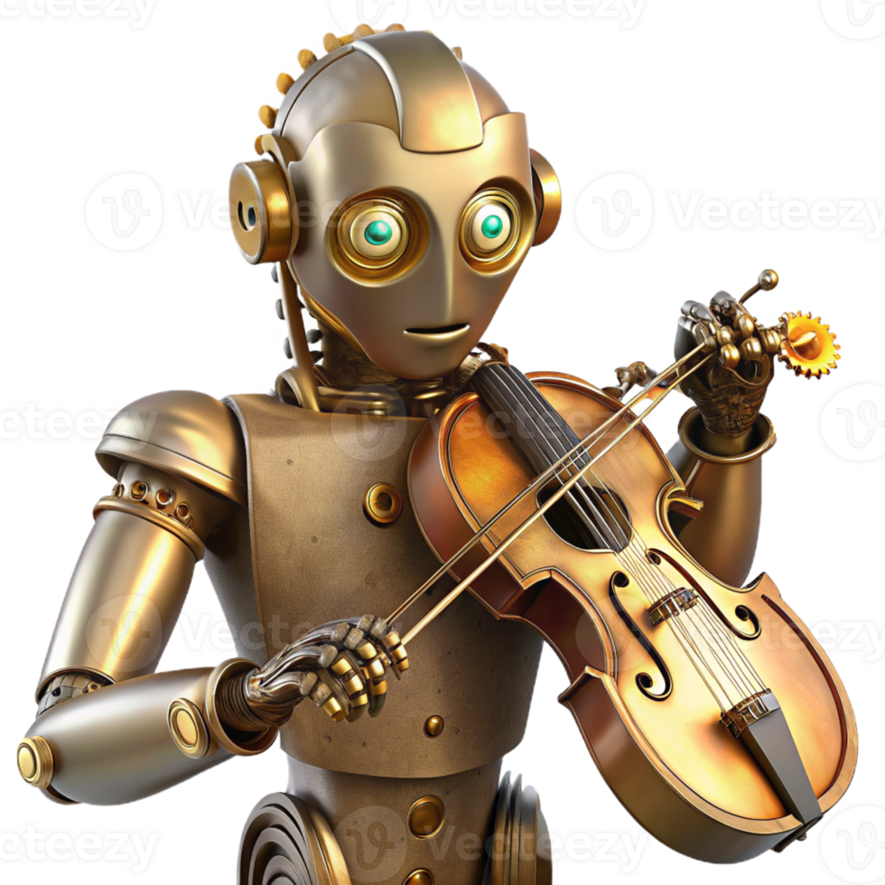 impressive creative A Steampunk Robot Playing a Violin Intr png