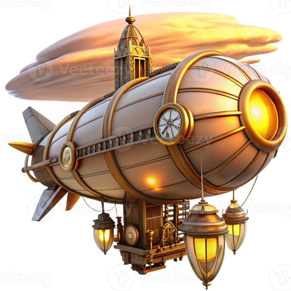 impressive minimalist A Majestic Steampunk Airship Adorned With exclusive png