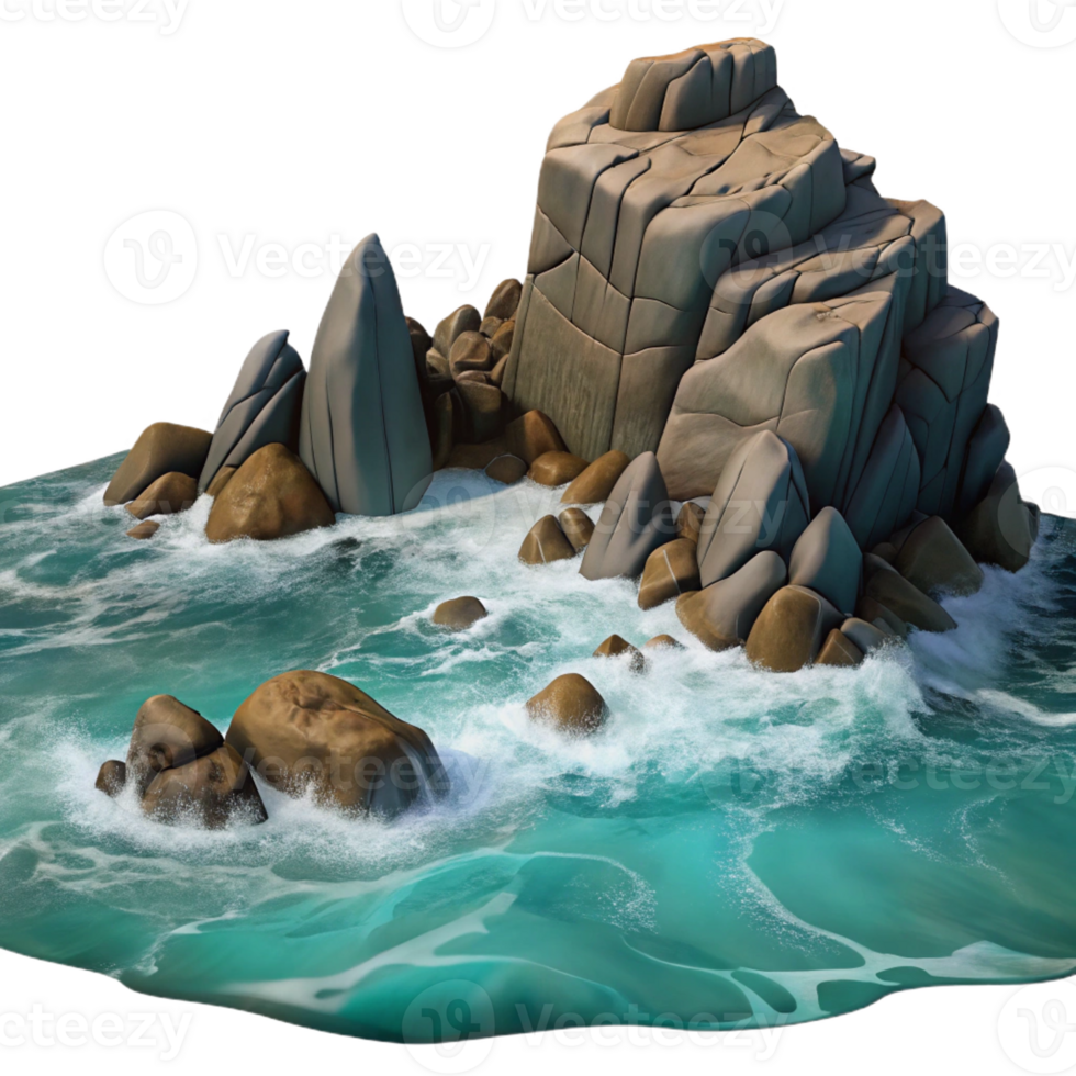 impressive modern A Rocky Coastline with Crashing Waves Dram original png