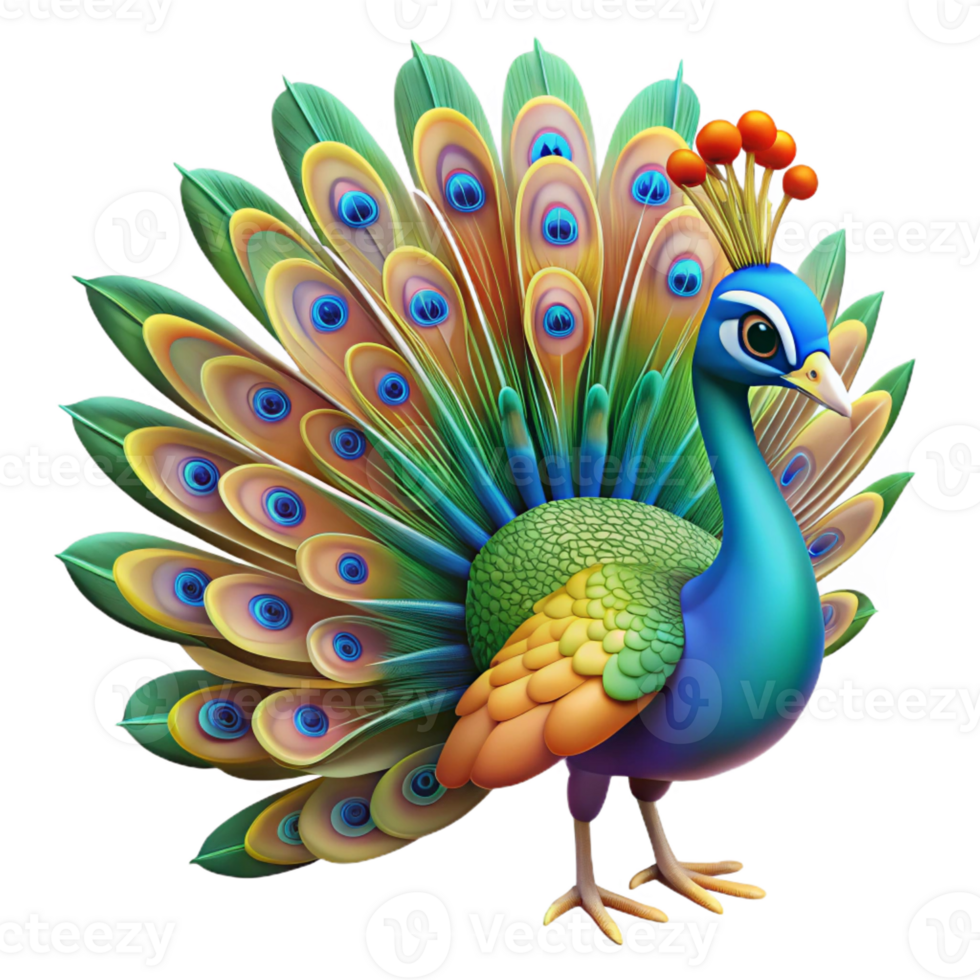 wonderful minimalist A Colorful Peacock Displaying Its Feathers professional png