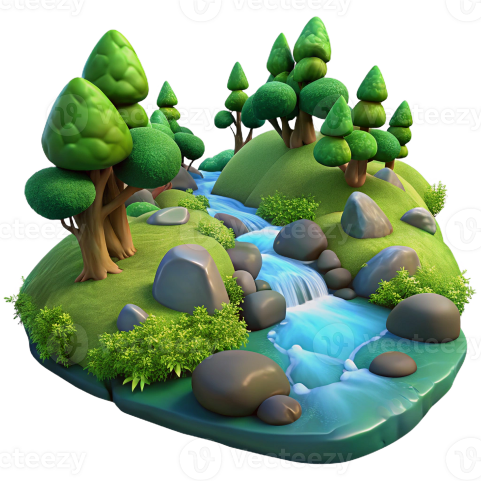 magnificent abstract A Babbling Brook Flowing Through a Mossy F high quality png