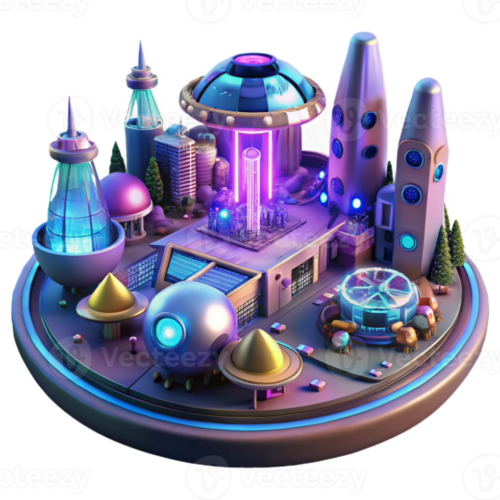stunning vintage A Bustling Spaceport Filled with Diverse original png