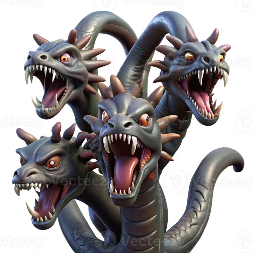 dramatic abstract Terrifying Multi-headed Hydra professional png