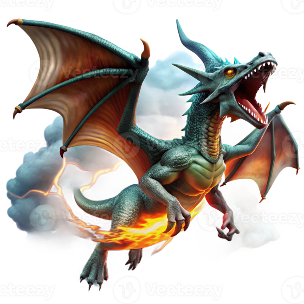 beautiful rustic A Fierce Dragon with Emerald Scales and F genuine png