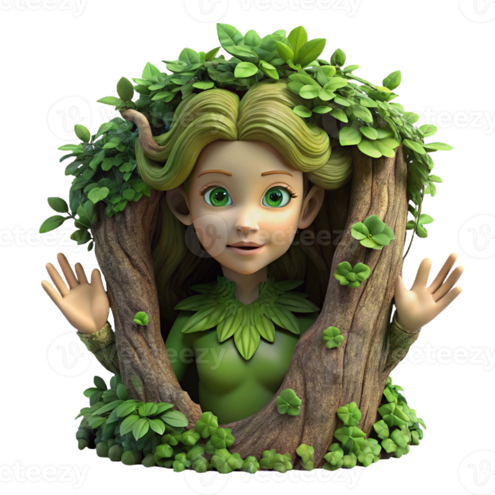 elegant abstract A Dryad Emerging from a Tree Trunk Covere high resolution png