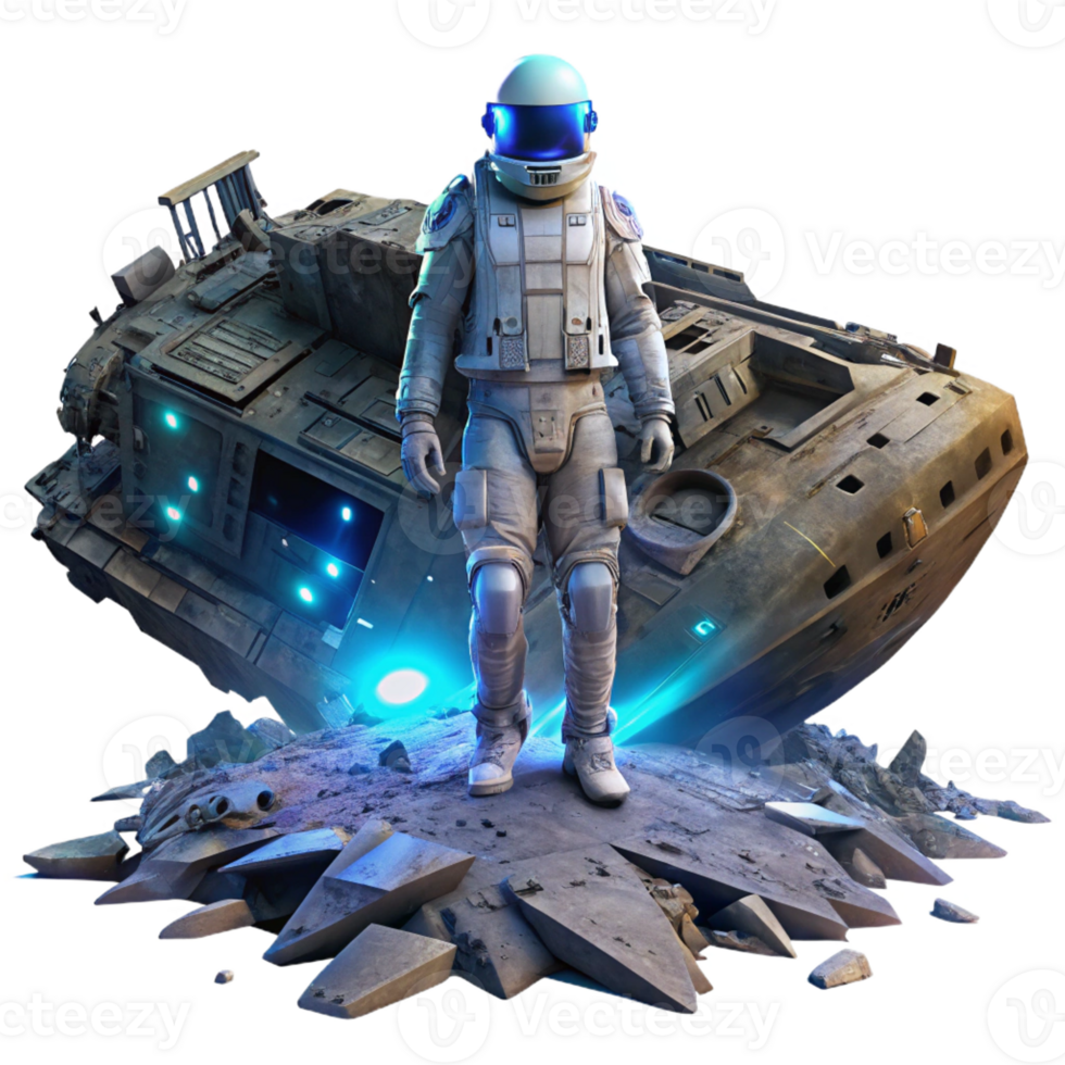 magnificent rustic A Lone Astronaut Clad in a Bioluminescen premium png