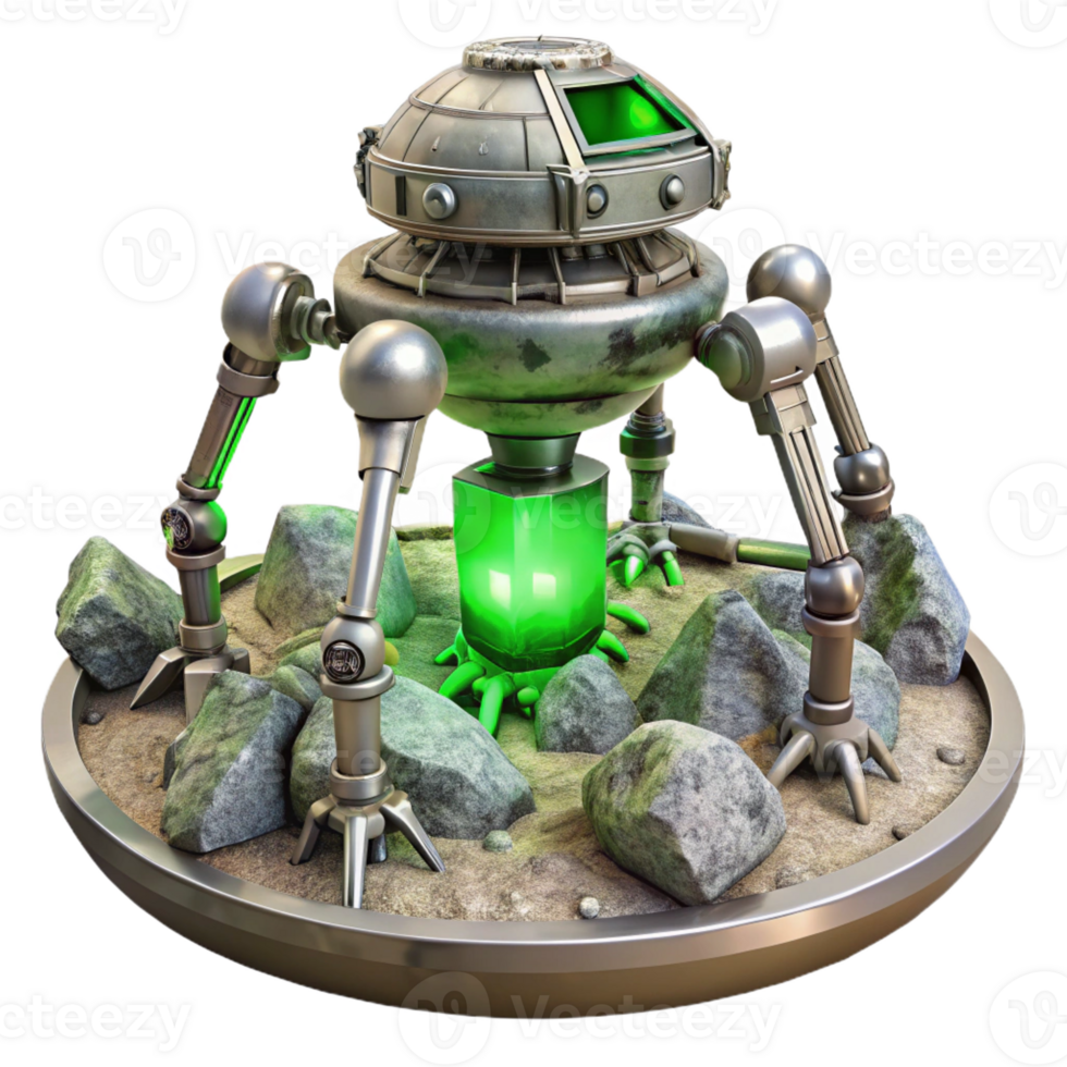 vibrant rustic A Robotic Probe Explores the Ruins of an A detailed png