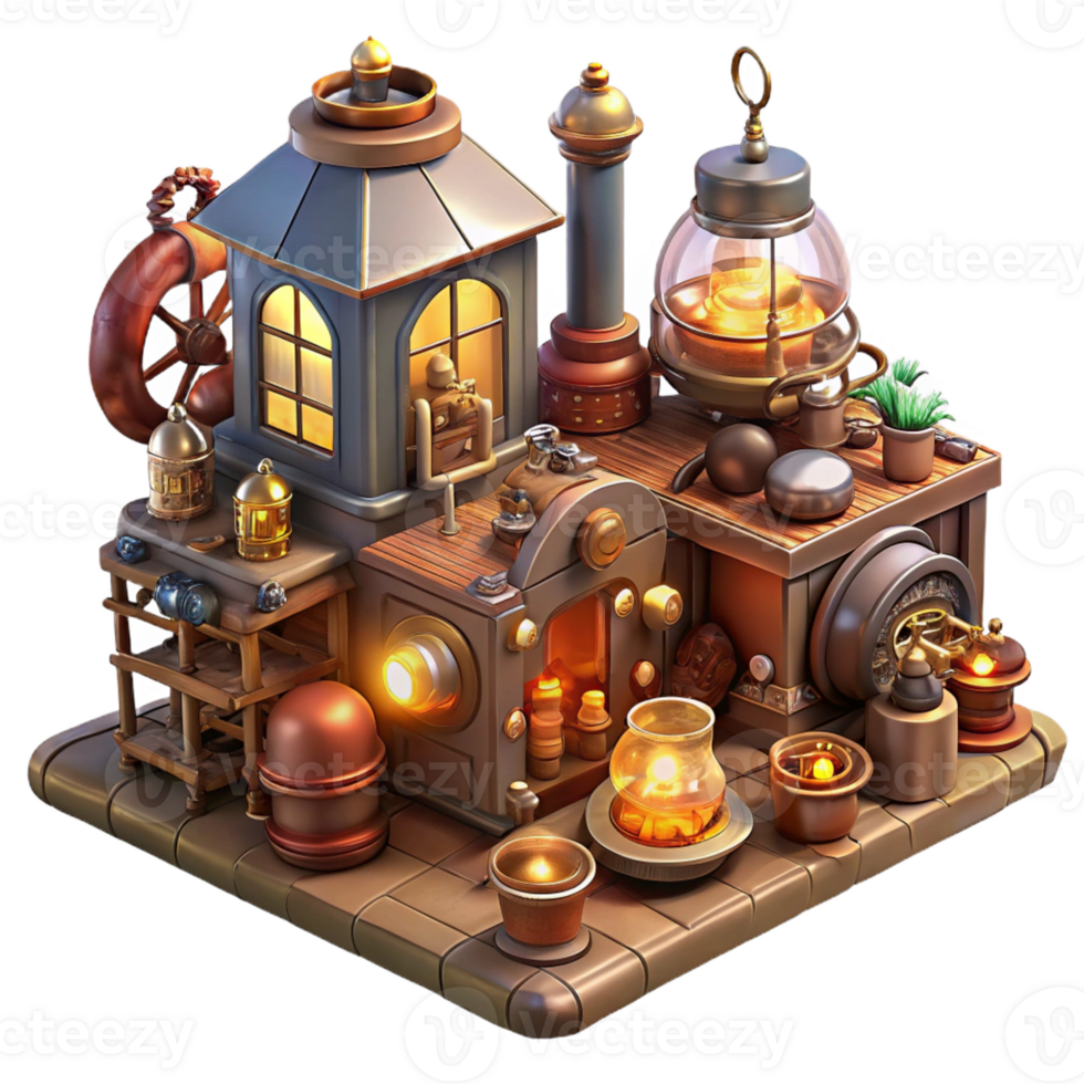 stunning classic A Bustling Steampunk Marketplace Filled W original png