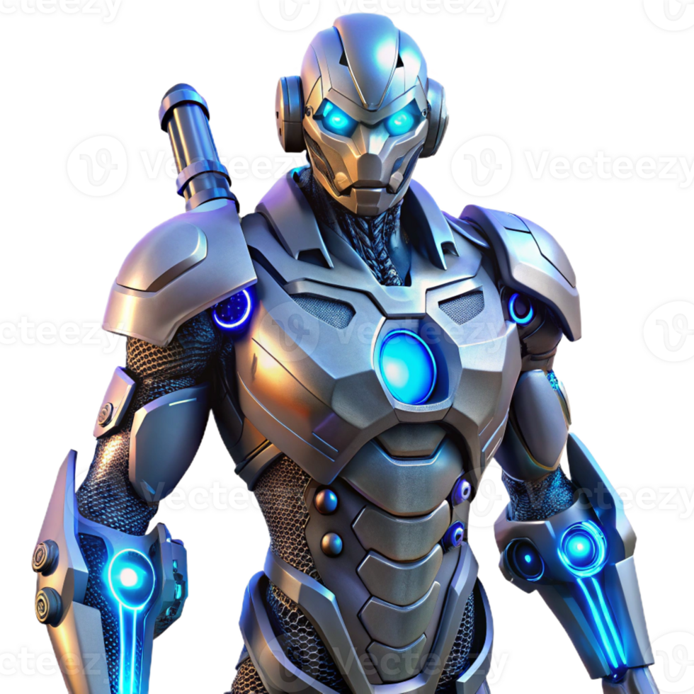 elegant abstract A Cyborg with Glowing Blue Eyes and Intr original png