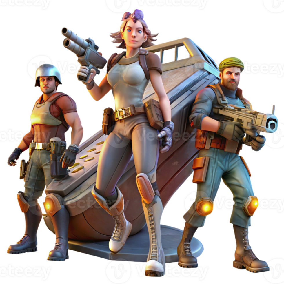 vibrant minimalist A Group of Space Pirates in Tattered Clot premium png