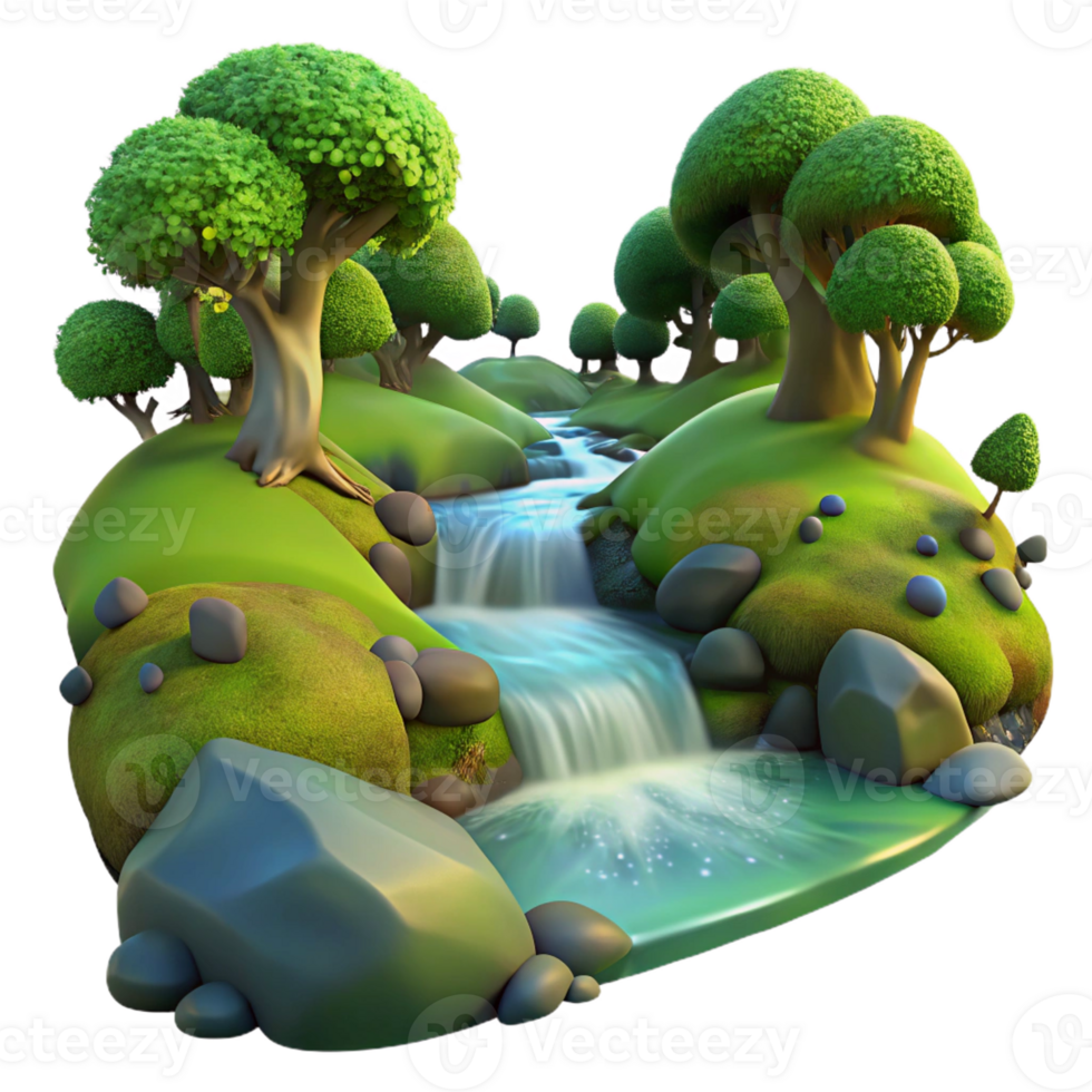 magnificent creative A Babbling Brook Flowing Through a Mossy F original png