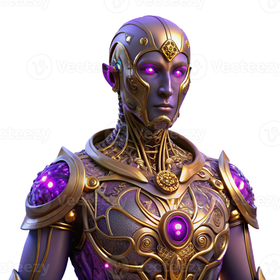 elegant artistic Cyborg with Gold Filigree Detail exclusive png