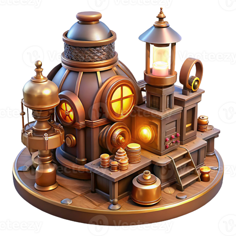 wonderful rustic A Bustling Steampunk Marketplace Filled W exclusive png