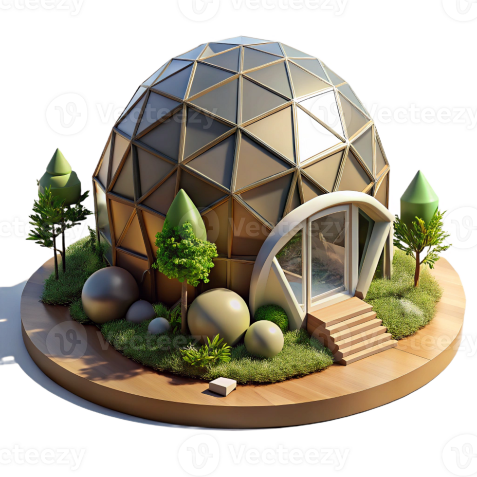 serene abstract A Geodesic Dome House Nestled in a Forest genuine png
