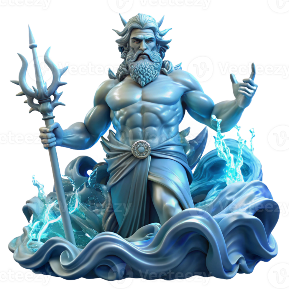 magnificent traditional Poseidon God of the Sea Rising from a T exclusive png