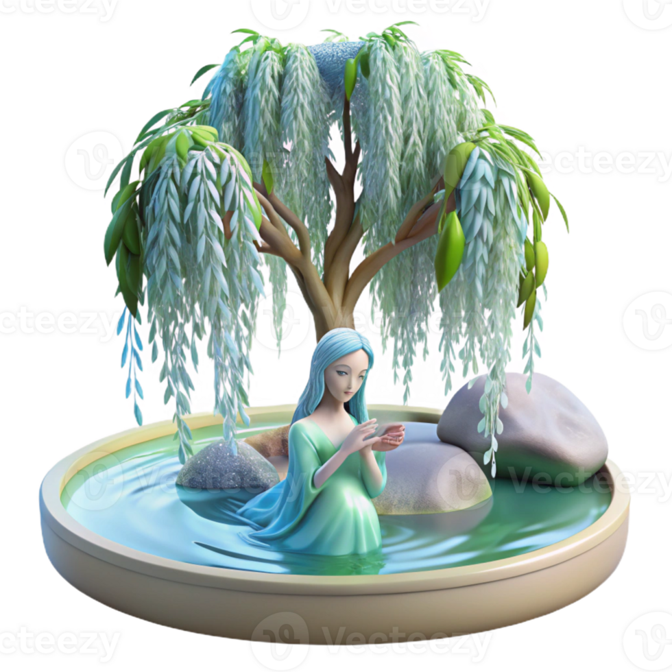 extraordinary creative A Serene Dryad Emerging from a Willow Tre premium png