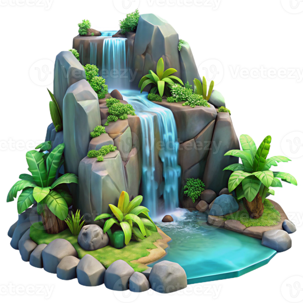 impressive abstract A Cascading Waterfall Tumbling over Mossy professional png