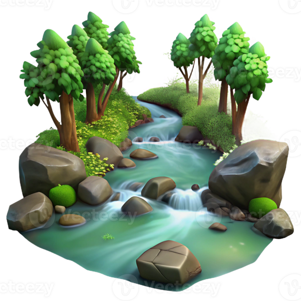 wonderful abstract A Babbling Brook Flowing Through a Forest exclusive png