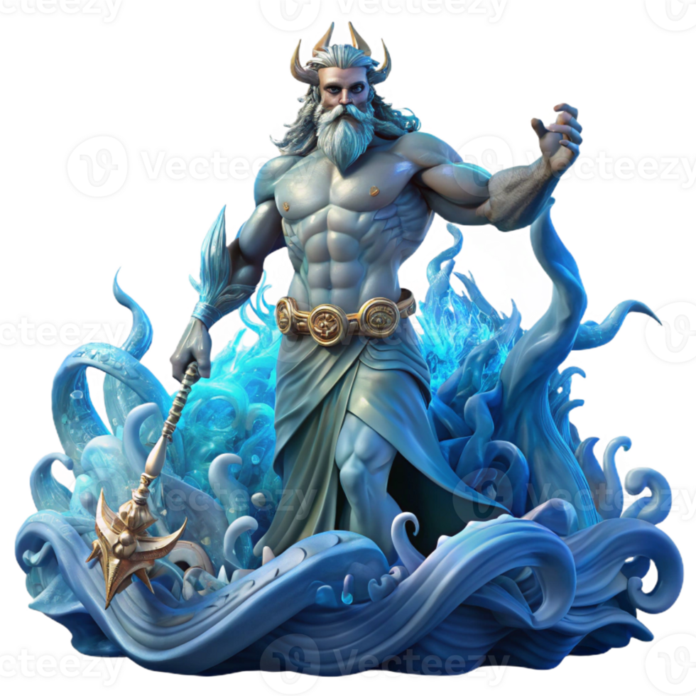 serene abstract Poseidon Commanding a Tempestuous Sea Fil png