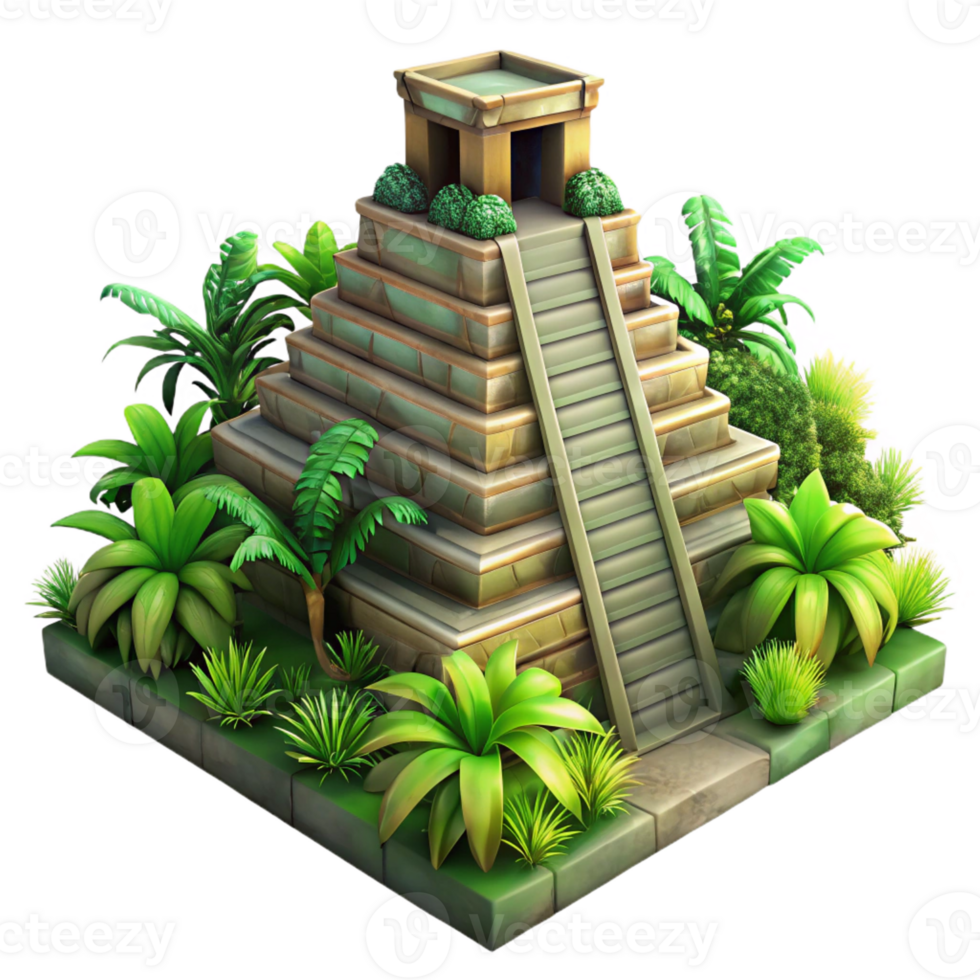 extraordinary abstract A Mayan Pyramid Temple Overgrown with Ju authentic png