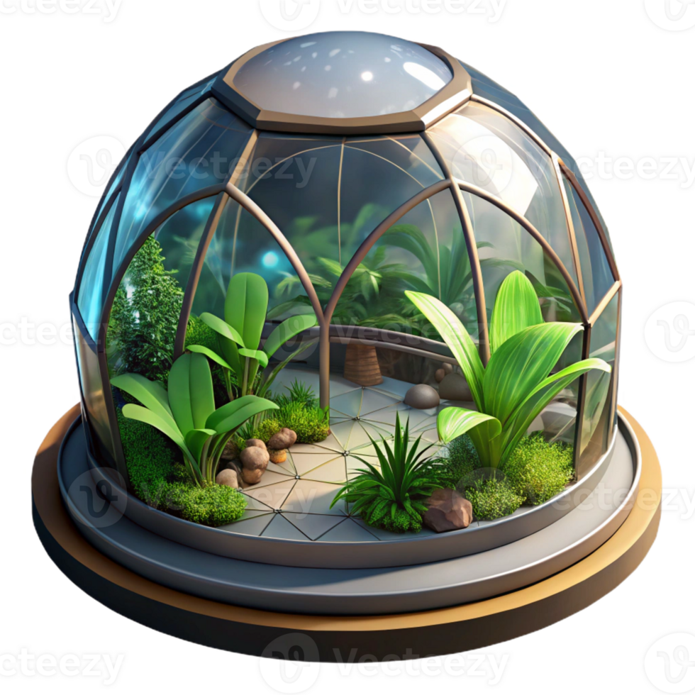 elegant vintage A Glass and Steel Biodome Filled with Lu authentic png