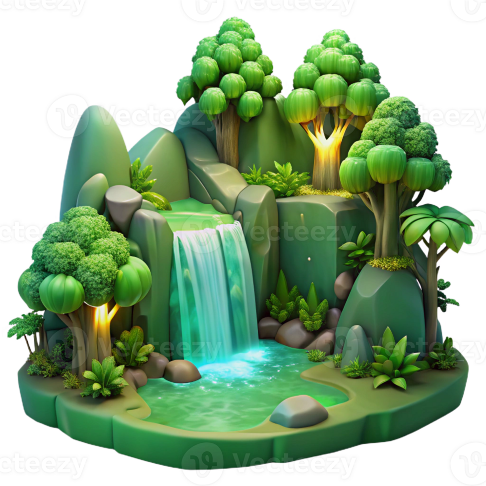 stunning abstract A Lush Green Forest with a Hidden Waterfa premium png