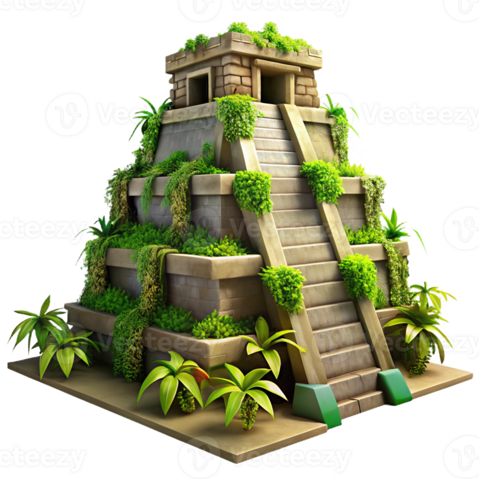 magnificent rustic A Crumbling Mayan Pyramid Overgrown With high quality png