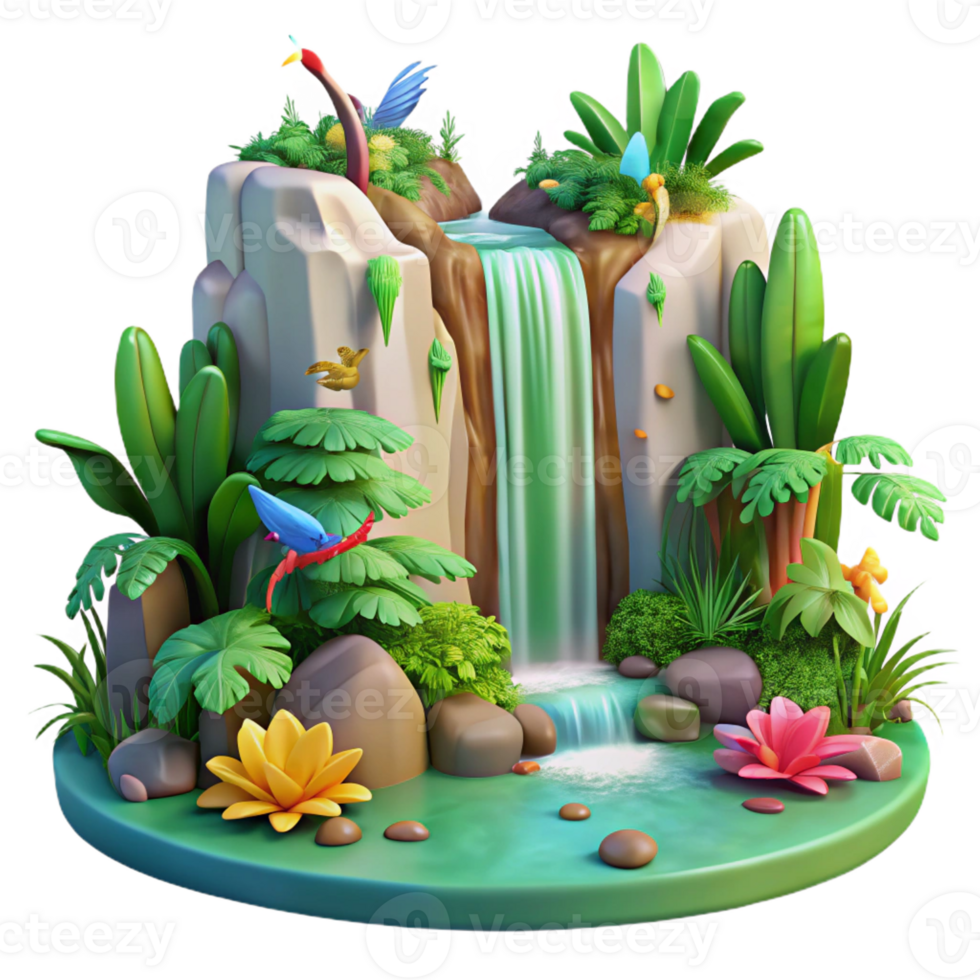wonderful creative Lush Rainforest Waterfall detailed png