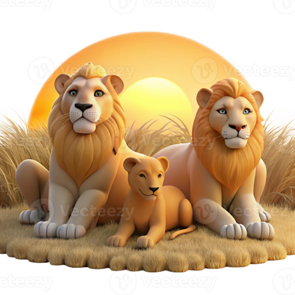 magnificent artistic A Pride of Lions Resting in the Savanna Du png
