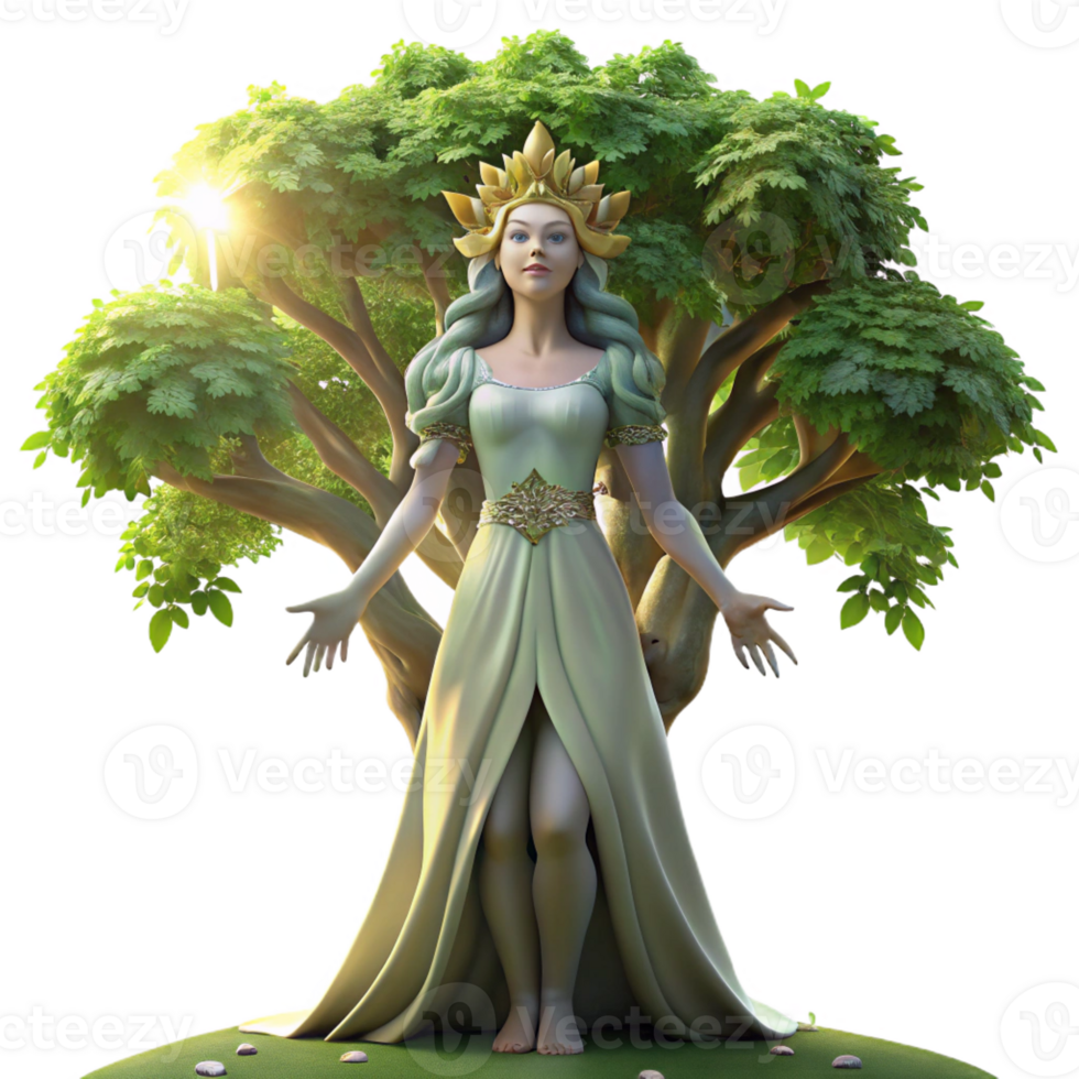 dramatic classic An Ethereal Dryad Emerging from a Giant O detailed png