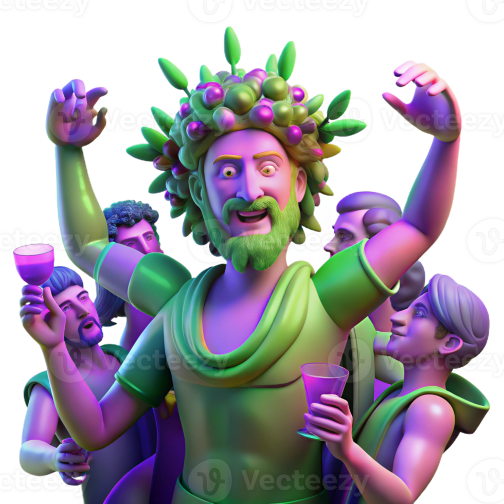 vibrant contemporary A Drunken Dionysus Surrounded by Revelers authentic png
